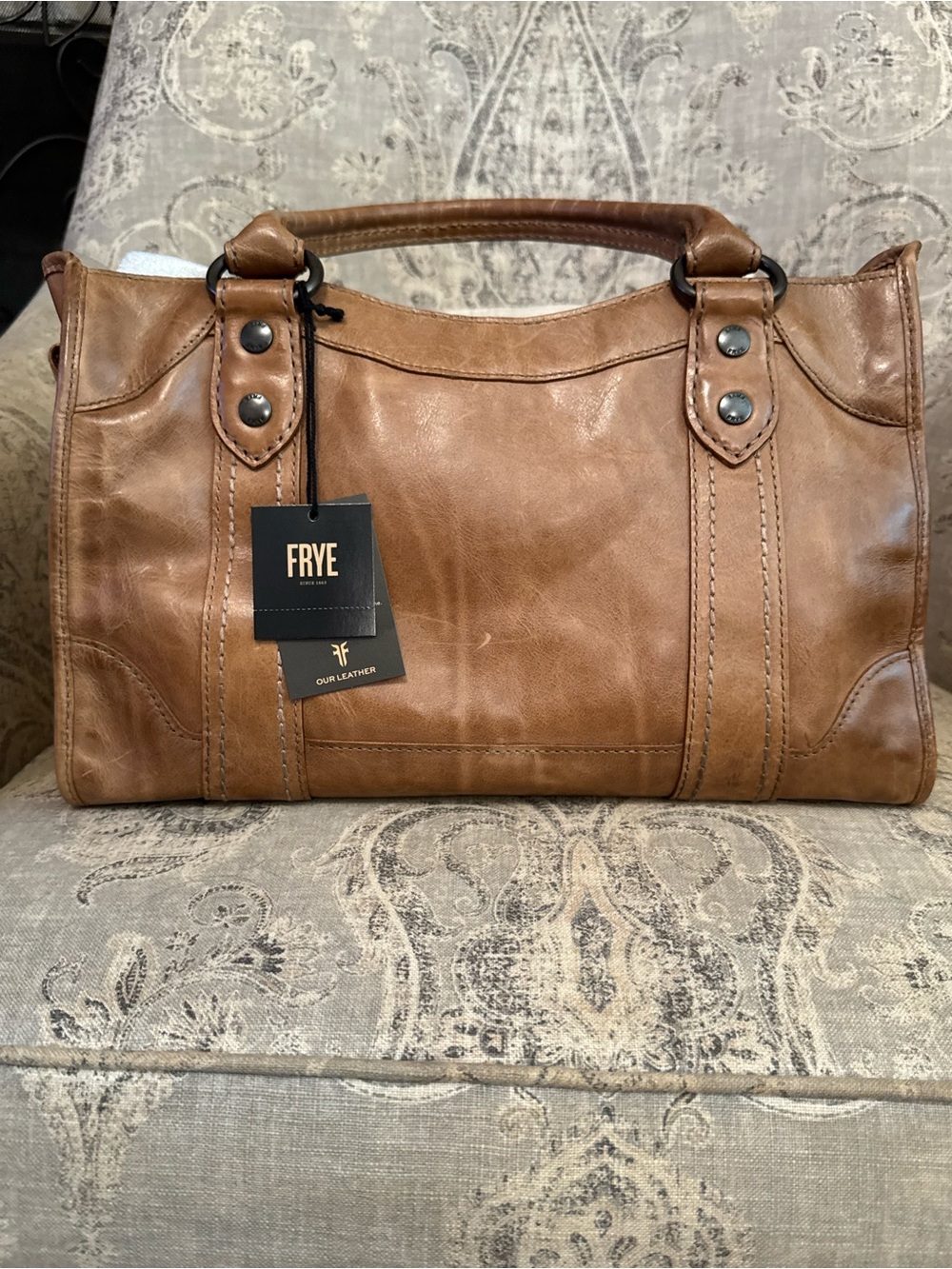 Frye Cognac Leather Carryall Satchel